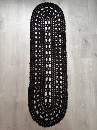Tapete de ganchillo camino de mesa crochet negro