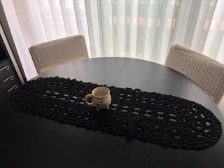 Tapete de ganchillo camino de mesa crochet negro