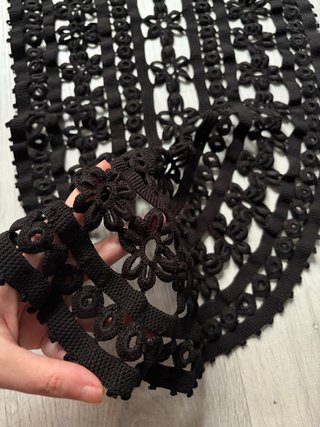 Tapete de ganchillo camino de mesa crochet negro