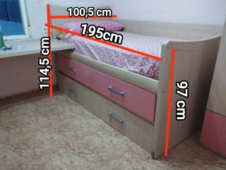 Cama nido Compacto juvenil con cómoda y 2 colchone
