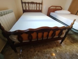 Cama antigua madera 105x190 + somier