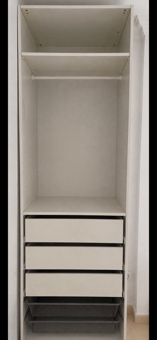 Armario vestidor blanco cajones y baldas