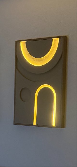 Cuadro LED Gris y Dorado