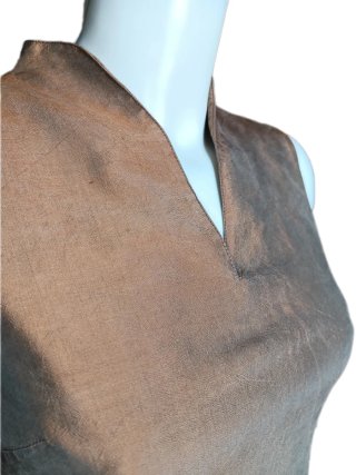 Vestido 100% Seda Natural. Bordado Artesanal T-36