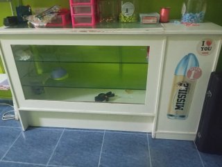 Mostrador de tienda blanco .