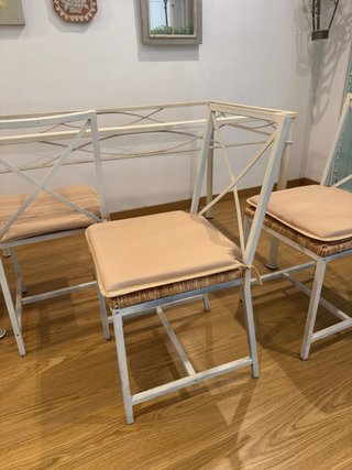 3 Sillas Forja Blancas Asiento Mimbre