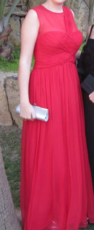 Vestido fiesta rojo drapeado