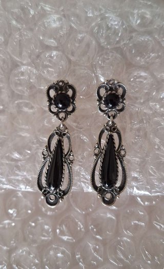 Pendientes de plata y azabache