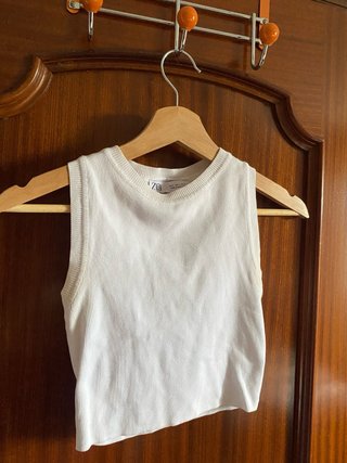 Top Zara Blanco Mujer