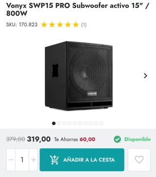 Subwoofer Activo Vonyx SWP15 Pro 15