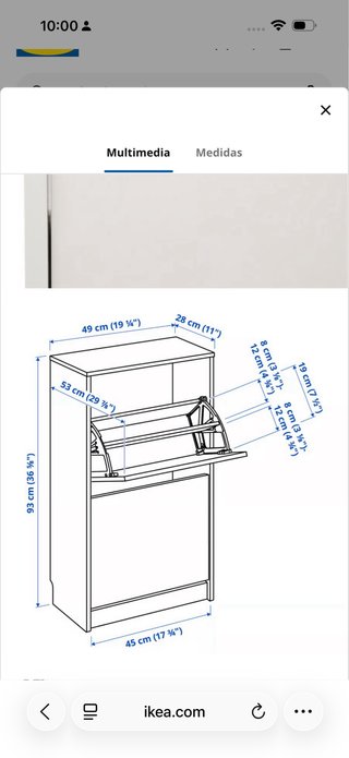 Zapateros IKEA BISSA blanco 2 compartimentos