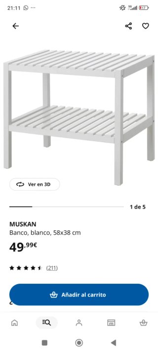Banco 2 Estantes Madera Blanco Ikea