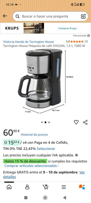 Cafetera Tarrington House CM2204