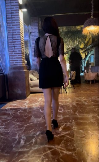 Vestido fiesta Zara encaje negro