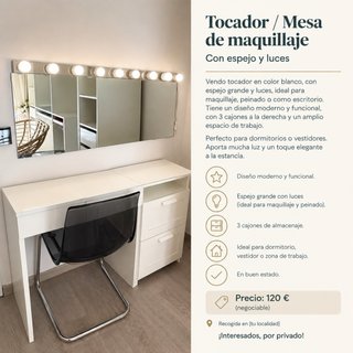 Tocador/Mesa Maquillaje con Espejo y Luces