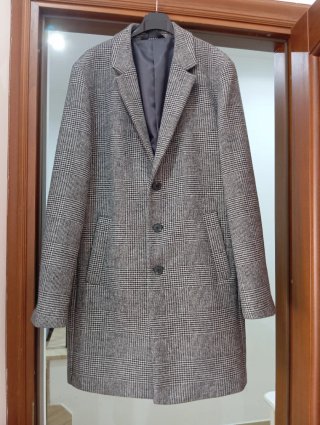 Cappotto Uomo Grigio Principe di Galles Lana Tg M