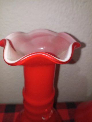 Pareja Jarrones Cristal Soplado Rojo