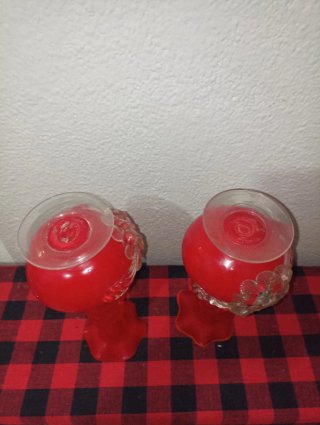 Pareja Jarrones Cristal Soplado Rojo