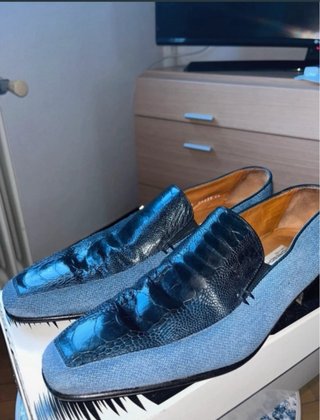 Mocasines Moreschi Piel Azul/Negro