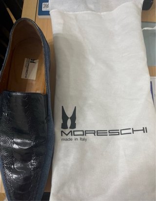 Mocasines Moreschi Piel Azul/Negro