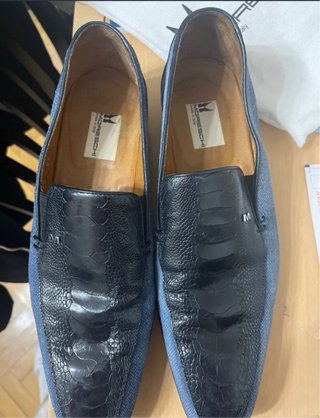 Mocasines Moreschi Piel Azul/Negro