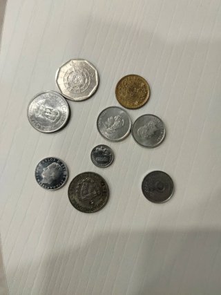 Lote 7 monedas y 2 billetes: España y Brasil