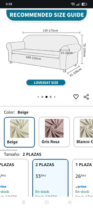 Dos Fundas de Sofá Beige