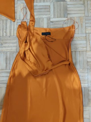Vestido Zara Naranja Satinado