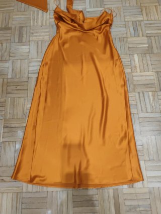 Vestido Zara Naranja Satinado