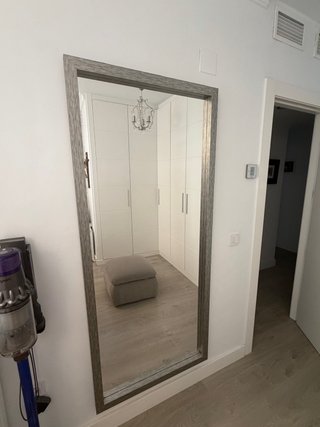 Espejo Grande Plateado Madera