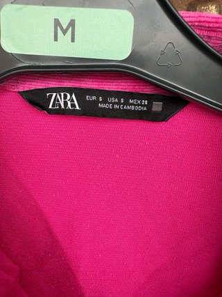 Camisa Zara micropana rosa talla S