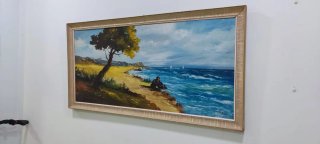 Cuadro paisaje marino con árbol