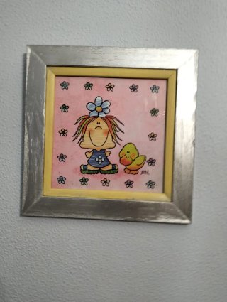 Cuadro infantil niña y patito