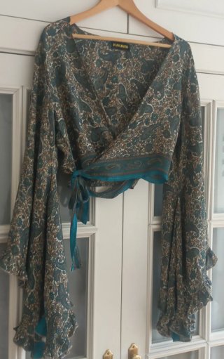 Camisa Kalami Seda Estampada
