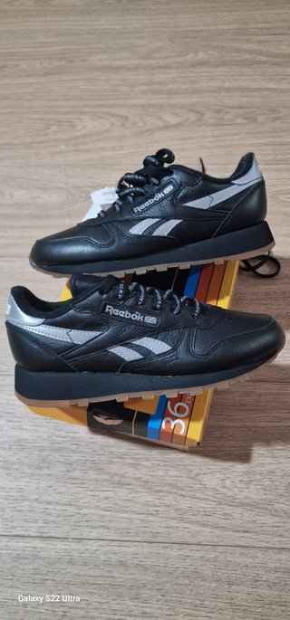 Reebok Piel Negro/Plata Mujer Talla