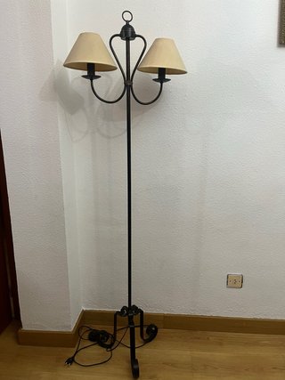Lámpara de pie doble metal y tela