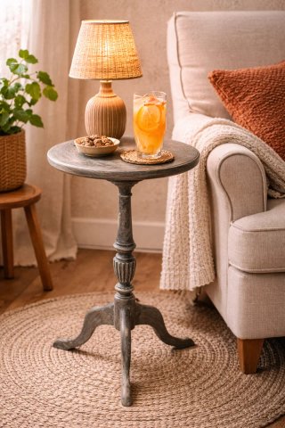 Mesa auxiliar de madera vintage pintada a mano