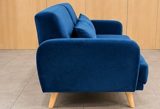 Sofá Cama 3 Plazas Terciopelo Azul