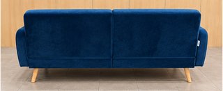 Sofá Cama 3 Plazas Terciopelo Azul