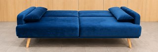Sofá Cama 3 Plazas Terciopelo Azul