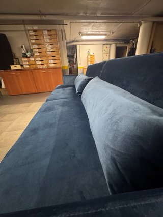 Sofá Cama 3 Plazas Terciopelo Azul