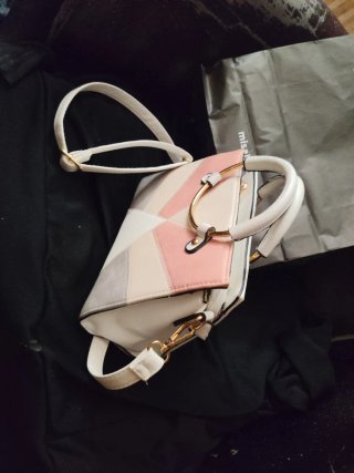 Bolso Misako patchwork rosa y blanco