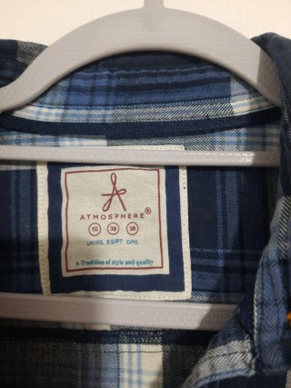 Camisa de cuadros azul y blanco para mujer