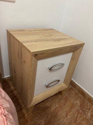 Armario puertas correderas madera y blanco