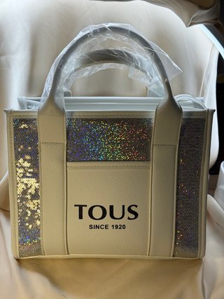 Bolso Tous Blanco y Plateado con Lentejuelas