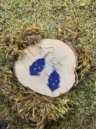 Pendientes Macramé azul y plateado