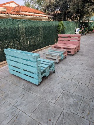 Conjunto Palets: Sofá, Sillón y Mesa Centro
