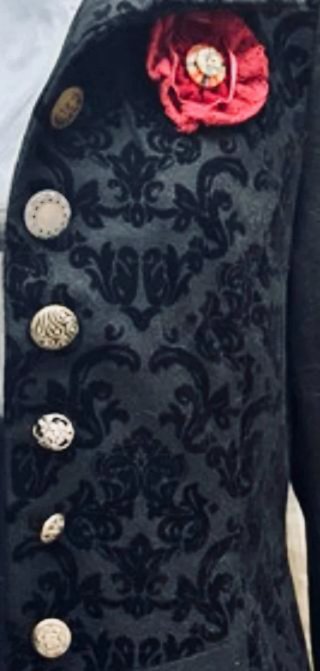 Chaqueta Brocada Elegante Unisex Negra Roja