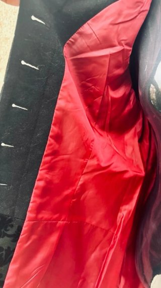 Chaqueta Brocada Elegante Unisex Negra Roja