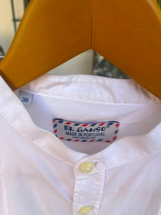 Camisa Ganso Caballero Blanca cuello Mao